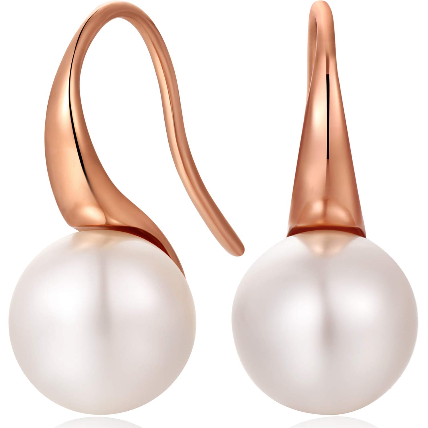 Pearl Earrings Rose Gold Pearl Dangle Earrings Silver Pearl Drop Earrings for Women Sterling Silver Rose Gold Pearl Earrings Dangle Pearl Leverback Earrings Dangling Pearl Earrings for Women