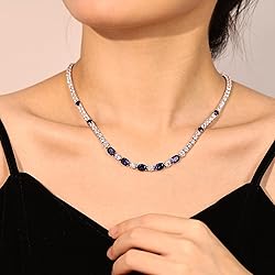 FANCIME Sterling Silver Created Sapphire Tennis