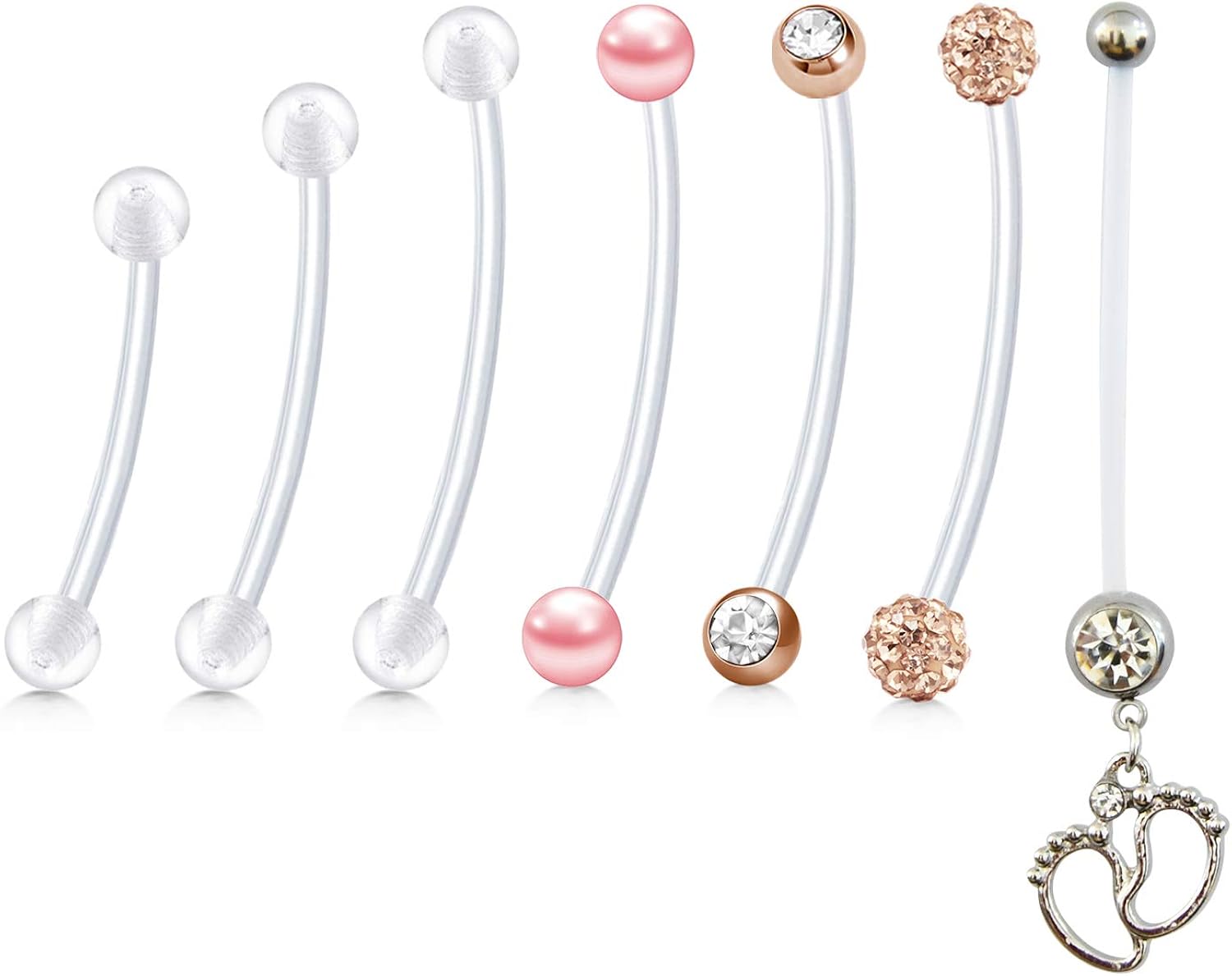 QWALIT 14G Pregnancy Belly Button Rings Maternity Navel Rings 38mm for Women Girls Dangle