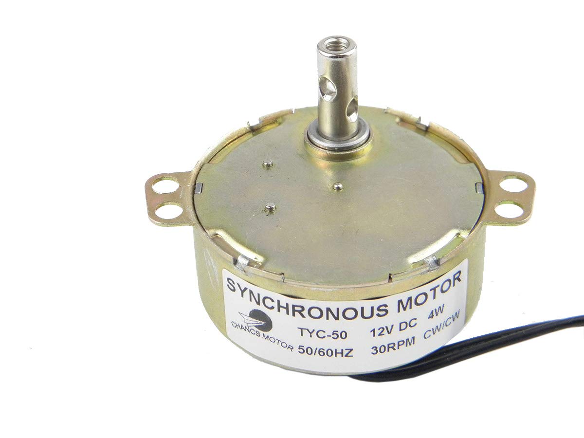 CHANCS DC Synchronous Geared Motor TYC-50 12V DC 30/36RPM 4W Low Speed CW/CCW Turntable Motor for Electric Fireplace