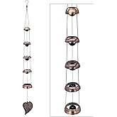 Cooper Leaf Temple Wind Chime,Wind Chimes with 5 Bells, Feng Shui Wind Chimes for Home Yard Outdoor Decoration, A Great Memorial Wind Chime for Someone Who Loves Peace