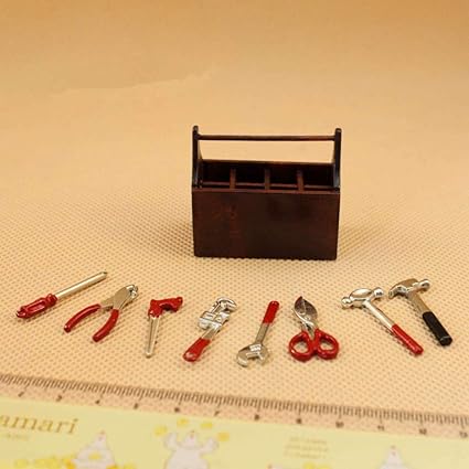 Leoie Mini Storage Box with Repairing Tools Scene Props for 1:12 Doll House