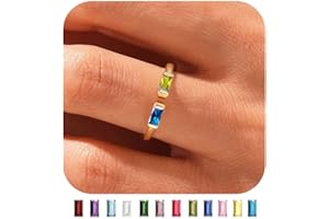 WFYOU Gold Birthstone Rings for Women Non Tarnish Dainty 14K Gold Plated Stackable CZ Ring Adjustable Wedding Promise Rings for Her Couples Gemstones Personalized Jewelry Gift for Birthday