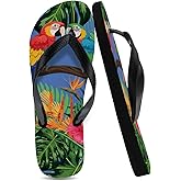 AhSUEAk Flip Flops for Men Tropical Flowers Rubber Foam Thong Sandals Neutral Slip On Shoes Dress Swim Slides Slim Cute Slippers Gifts for Women Birthday Unique