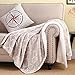 Throw Blanket Sherpa Furs Fleece Velvet Quilt Covers Women Wife Bedding Winter Girlfriends Valentine Snuggly Super Light Weight Comfort Decorative for Home Bedroom, Throws 50x60 Embossed Khaki