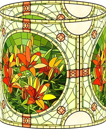 LampPix 10.00 Inch Table Lamp Shade - Orange Flower Desk Lamp Custom Printed Canvas Desk Lampshade (Spider Fitting)