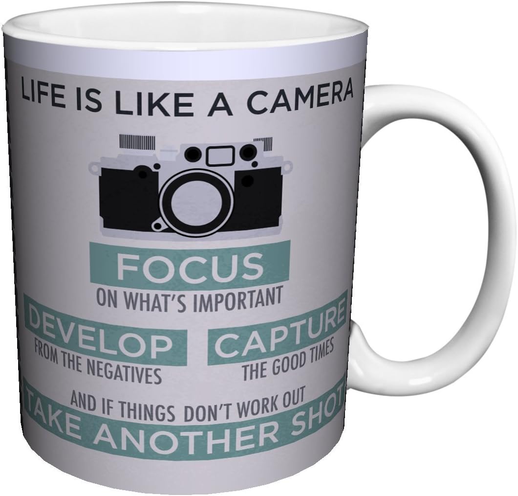 CrookedMugs- "Life is Like a Camera" - 11OZ White Ceramic coffee mug - Best funny and sarcastic inspirational gift!