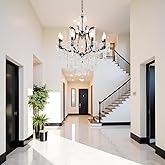 CHGUOSZ 8-Light Crystal Chandelier Black Finish Modern Luxury Antique Flush Mount Chandelier with Crystal Drops Prisms Beads,