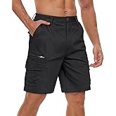 TACVASEN Men's Cargo Short 7 Pockets Comfortable Cotton Elastic Waist Causal Work Shorts
