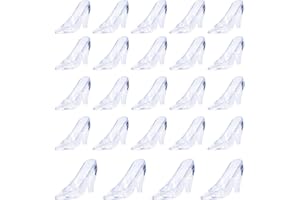 ZYFLSQ 24 Pieces Mini Plastic Cinderella Slippers 3.5 Inch Glass Heels Princess for Wedding Birthday Party Table Favors Decoration (Clear)