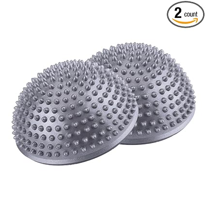 2pcslot Ball Massage Foot Sports Balance Hedgehog Half Ball Pimples Pilates Ball For Yoga Fitness Gymnastics Exercise Color Silver