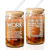 NewEleven Galentines Day Gifts For Friends, Bestie – Work Bestie Presents For Friends - Thank You Gift For Coworkers, Unique Ideas to Give For Coworker Leaving, Farewell Party – 16 Oz Coffee Glass