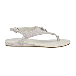Guess Women's UNALI Flat Sandal, Ivory Logo 150, 9