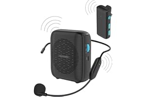 TPKKNGE AI Wireless Voice Amplifier with 2 Wireless Mics(1 Lavalier mic & 1 Microphone Headset), Bluetooth 5.3 PA System for Teachers, Tour Guide, Yoga - 15H Rechargeable Battery, Waist-Mount Design