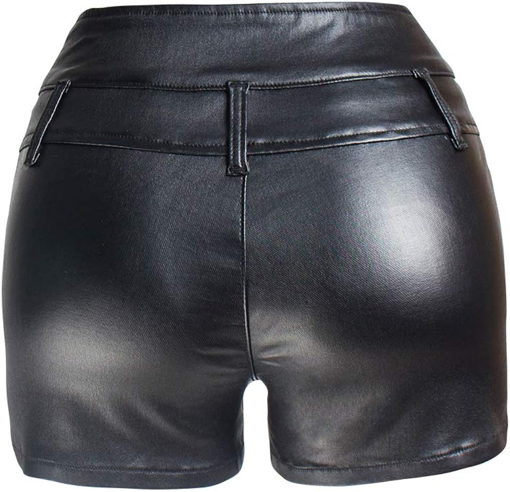high waist faux leather shorts