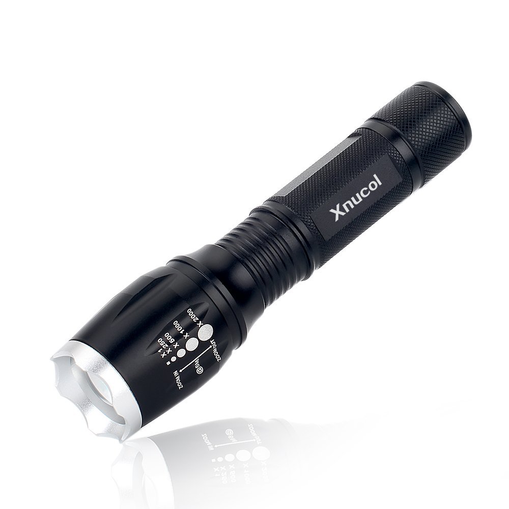 LED Flashlight,Xnucol Ultra Bright Multifunction Focus Adjustable Flashlight For Outdoor Sport Explore Home Lighting Car Emergency Escape Window Breaker and Survival Torch (Silver)