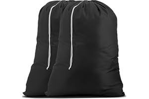 Handy Laundry Nylon XL - Large Capacity with Locking Drawstring, Machine Washable, Fits Laundry Baskets or Hampers, Holds 3 Loads of Clothes - Black (Pack of 2)