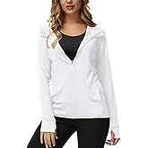 TIHEEN Women's UPF 50+ Sun Protection Hoodie Jacket Lightweight Full Zip Athletic Jacket Long Sleeve Shirt with Pockets