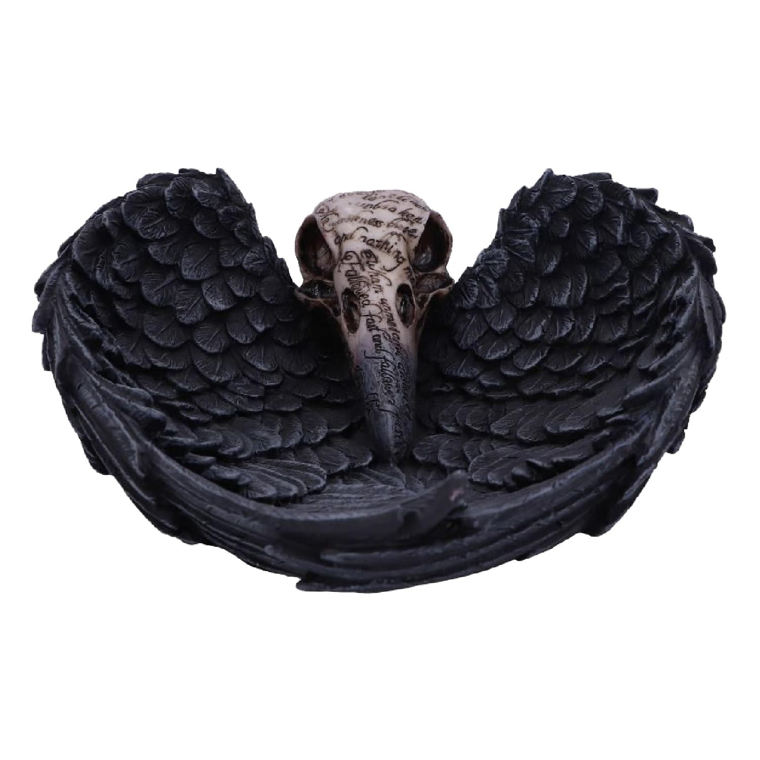 Nemesis Now Edgar Allen Poe's Nevermore Raven Skull Trinket Holder Jewellery Dish, Black, 17 cm