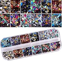 Macute Nail Sequins 12 Colors Nail Art Glitter Flakes Sparkle Round Sticker Decals for Women Fingernails and Toenails Decorations Nails Design Supply Manicure Tips Accessories