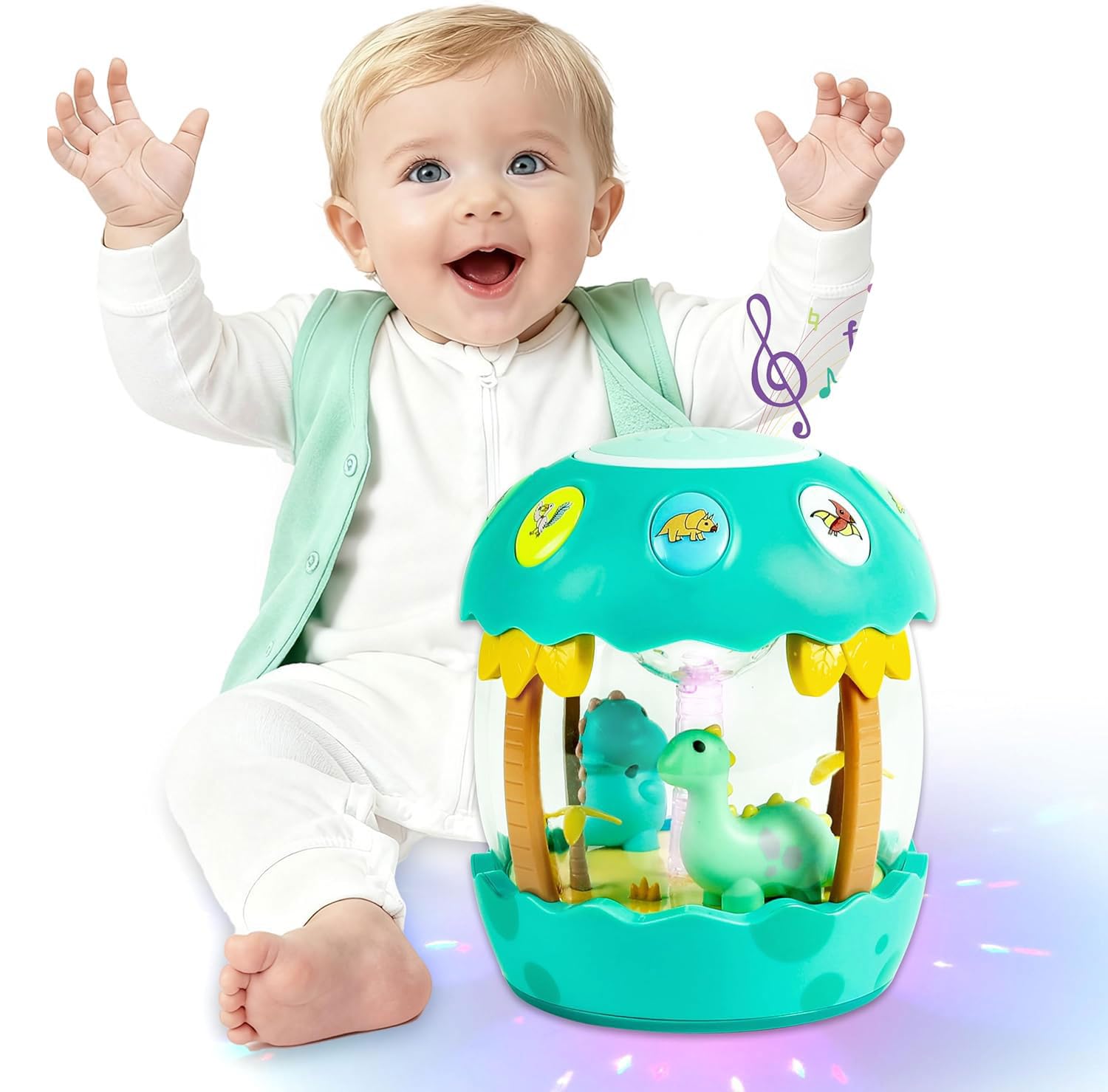 Shayson Baby Musical Toys 12 to 18 Months, Dinosaur Eggs Projector Light Up Toys with Music for 1 2 3 Year Old Boys Girls, 12-18 Months Crawling Learning Tummy Time 1st Birthday(Green) — image 1