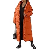 Shanfetl Women Long Quilted Coat Hooded Maxi Length Long Sleeve Puffer Jacket Padded Coat Winter Outerwear