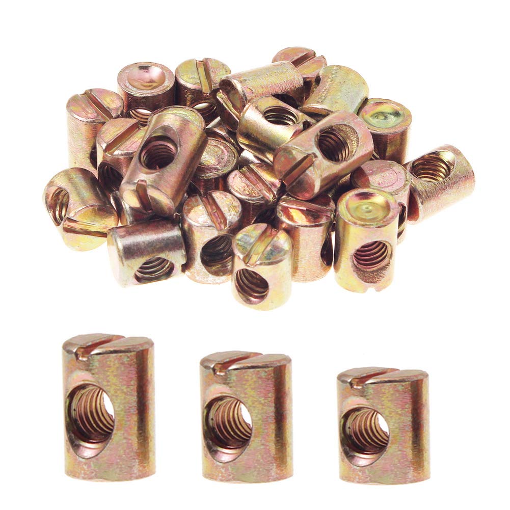 M6 Barrel Nuts Cross Dowels Slotted Nuts Pack of 30