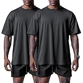 Muscle Killer 1/2pack Mens T Shirt Gym Workout Dry Fit Short Sleeve Athletic Fitness Crew Neck Tee Shirts Casual Loose Fit