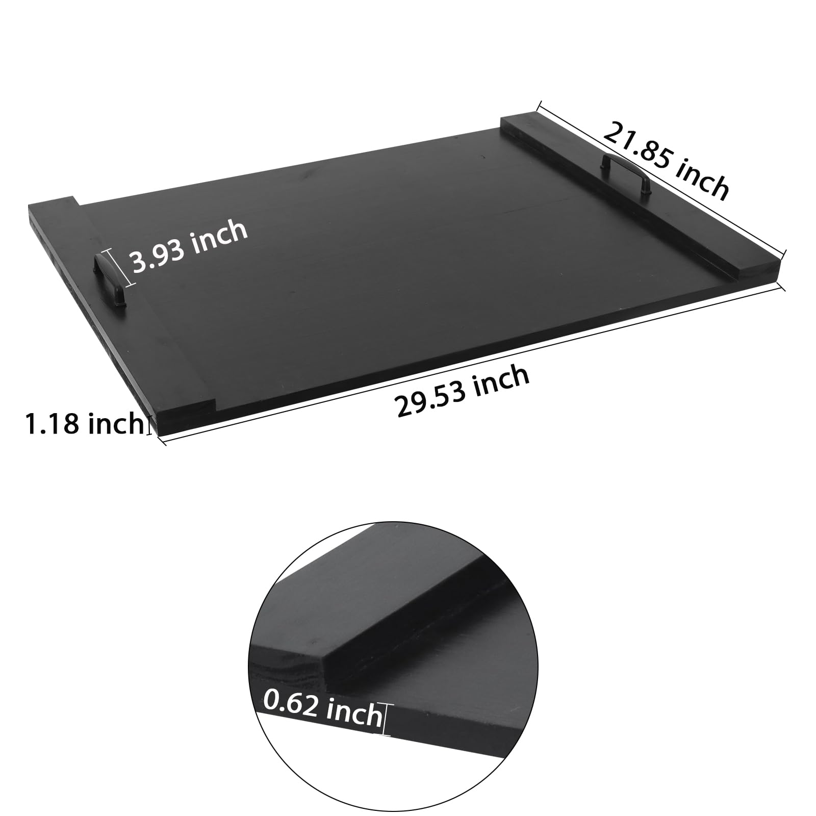 SwallowLiving Wood Noodle Board Stove Cover with Handles, Wooden Stovetop Cover Board for Gas Stove and Electric Stove Top,Kitchen Sink Cover for Counter Space, Cutting Board, Black