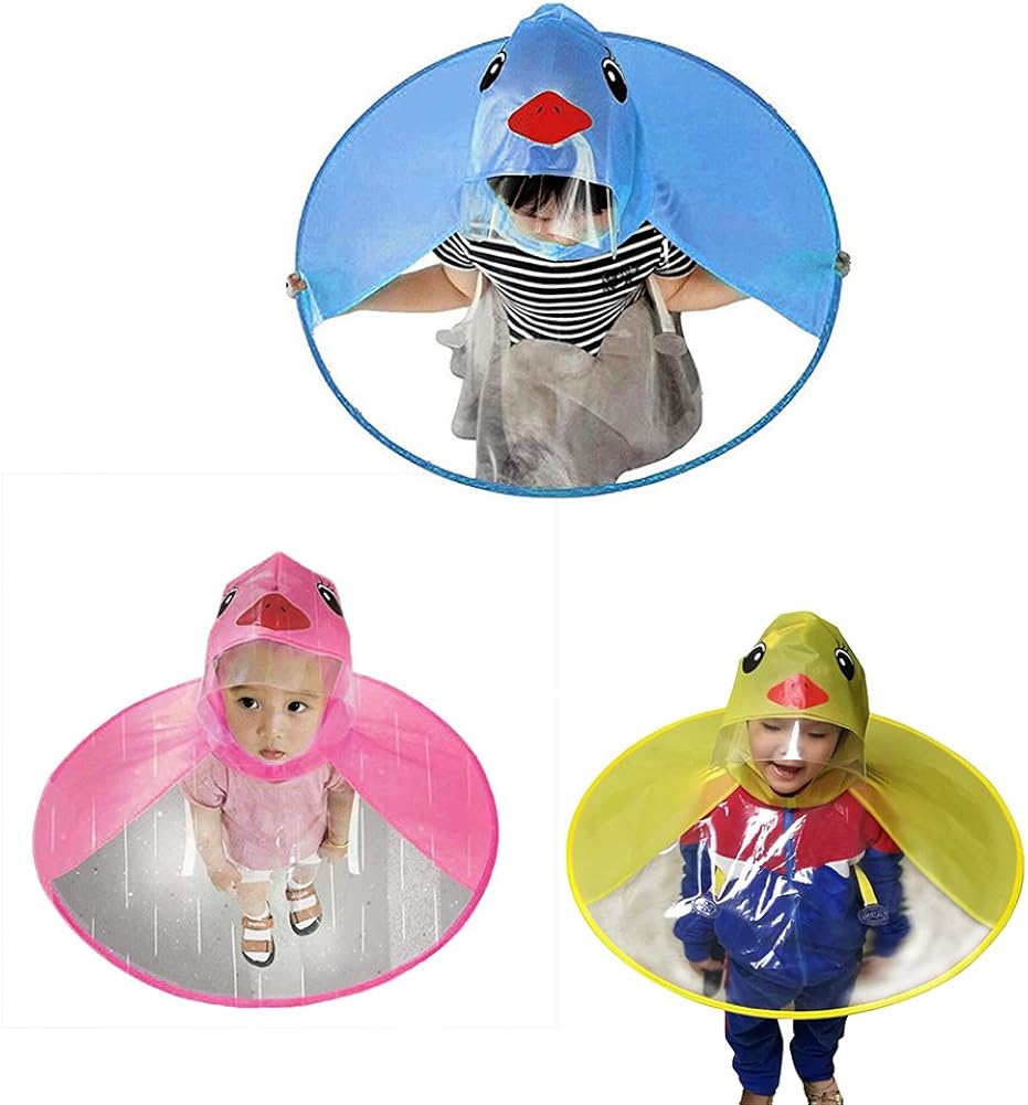 De feuilles Kinder Regenm/&auml;ntel Unisex Cartoon Kapuzen Regen M/&auml;ntel mit Taschen Baby Dino Regenjacke