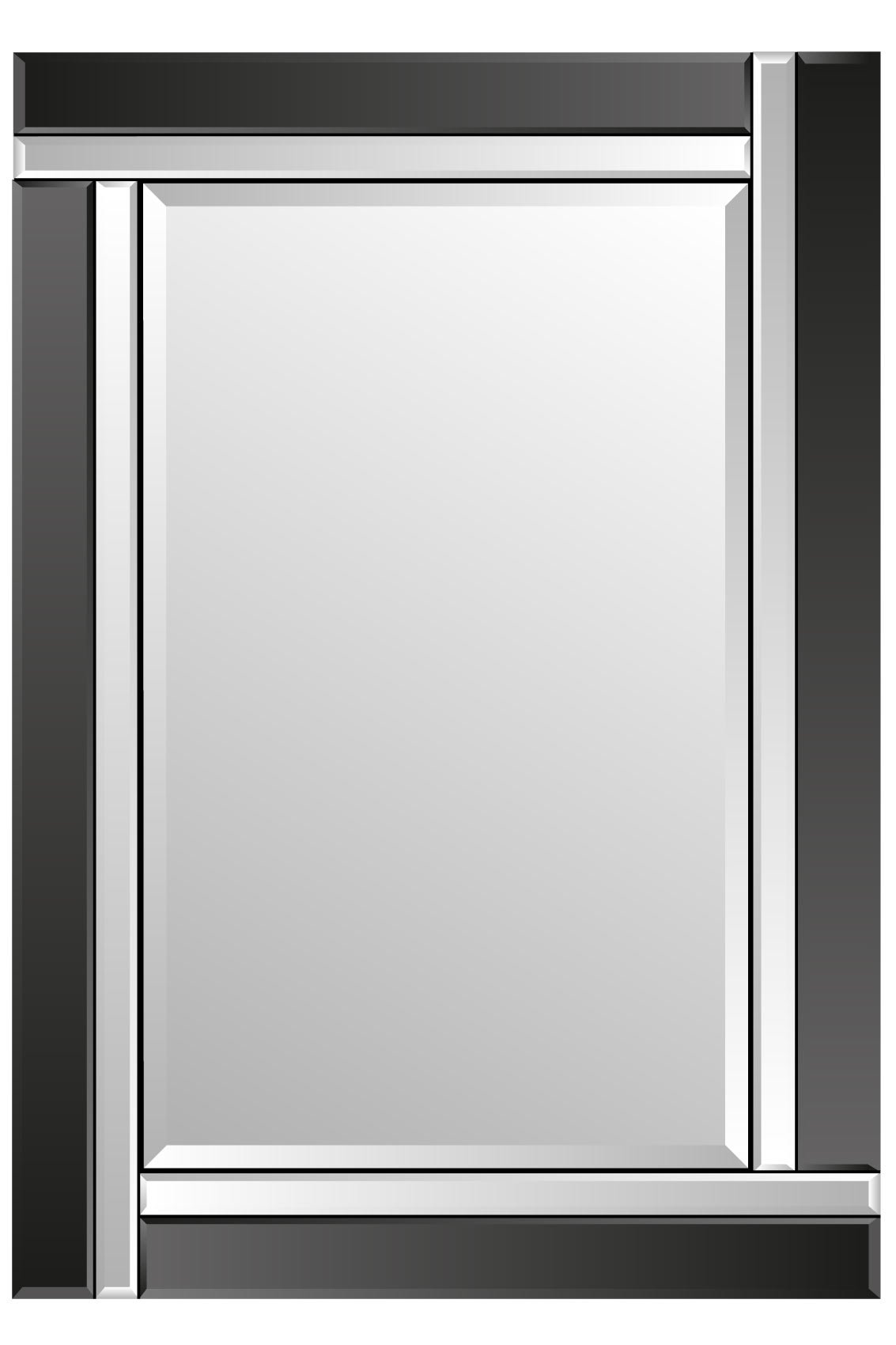 Chic Concept Large Modern Art Deco Rectangular Bevelled Glass Wall Mirrors, Black, 120 x 80 cm