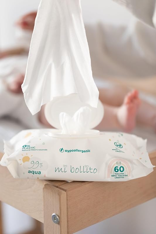 - Toalhitas para bebés 99% Aqua Pure, 100% fibras vegetais, 480 toalhetas, 8 pacotes, pH neutro, pele sensível e atópica, sem perfume, adequadas para recém-nascidos (embalagem de 8)