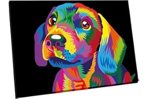 Maomaomi Wooden Framed Paint by Numbers DIY Acrylic Painting Kit for Kids & Adults Beginner – 16" Wx12 L Colorful Leopard Pattern