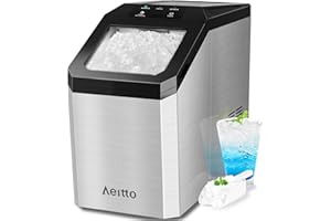 Aeitto Nugget Ice Maker Countertop, 55lbs/24H Ice Machine with 3.6L Water Tank&3.2Lbs Ice Basket, Self-Cleaning Pebble Ice Ma
