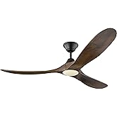 Monte Carlo 3MAVR60BKD Maverick Modern Energy Star 60" Ceiling Fan with LED Light and Hand Remote Control, 3 Balsa Wood Blade