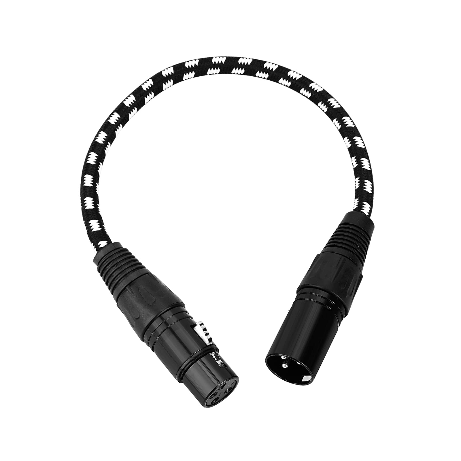 Musiin XLR Audio Cable 0.3m for Professional Microphone, Audio Interface, Braided Canon Audio Cable for Desktop, Studio, Audio Recording (Black and White)