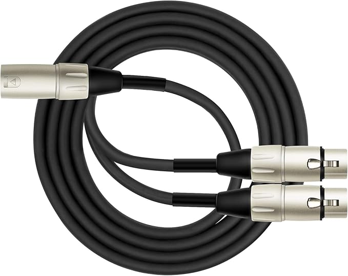 Kirlin Cable XLR macho a dual XLR hembra cable Y, Negro, 1 foot Instrumentos