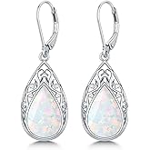 HPQQ Teardrop Filigree Earrings for Women 925 Sterling Silver Teardrop Gemstone Dangle Earrings Fine Jewelry Gifts for Women Wife Mom