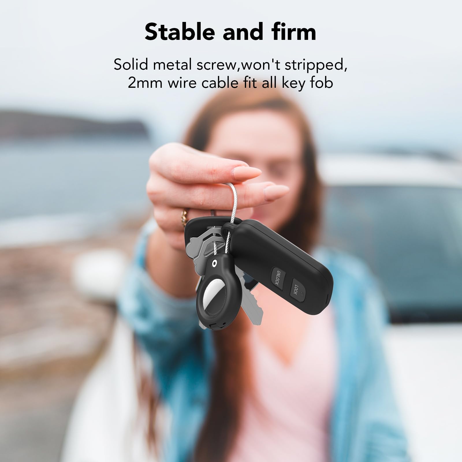 SPGUARD 4 Stück AirTag Hülle(1 st/2nd Generation) Kompatibel mit Apple AirTag Schlüsselanhänger, Air Tag Anhänger Secure Halter mit Kabel, AirTags Lock Case für Schlüssel, Gepäck, Rucksäcke & mehr 3