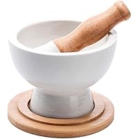 Porcelain Mortar and Pestle – Pill Crusher,Spice Grinder,Herb Bowl,Pesto Powder – Gift Ideal – with Anti-Slip Base and…