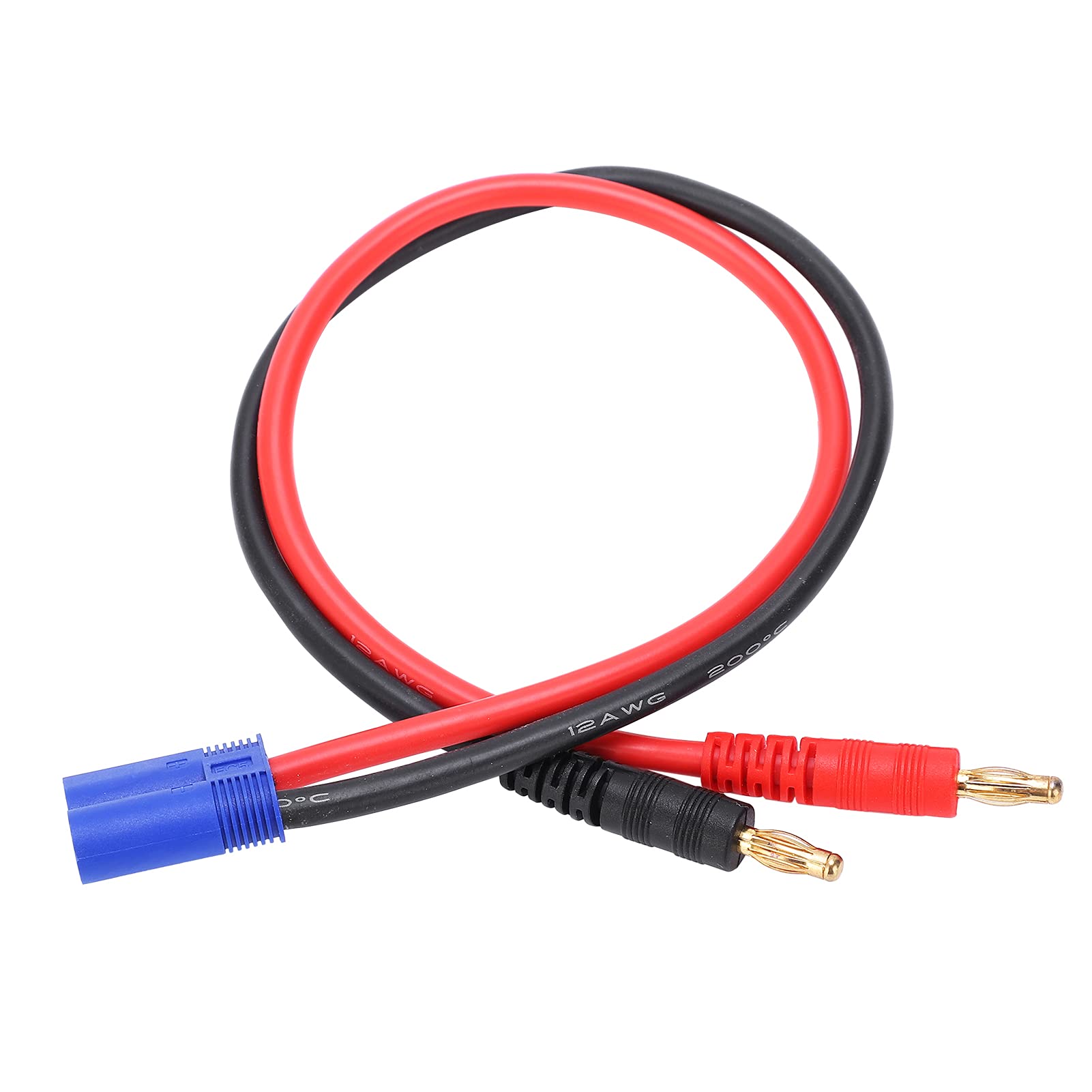 4.0mm Banana Plug to EC5 Adapter Cable, 12AWG 36.3cm/14.3in Silicone Wire with Gold Plated Connectors for RC B6 Charger, Lipo Battery, Car, Airplane Model