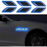 6 PCS 3D Strong Reflective Stripe Sticker,Car Fender Hood Bumper Reflective Decal,High-Intensity Night Visibility Reflective Decal Safety Warning Diamond Grade Carbon Fiber for Car SUV (Blue)