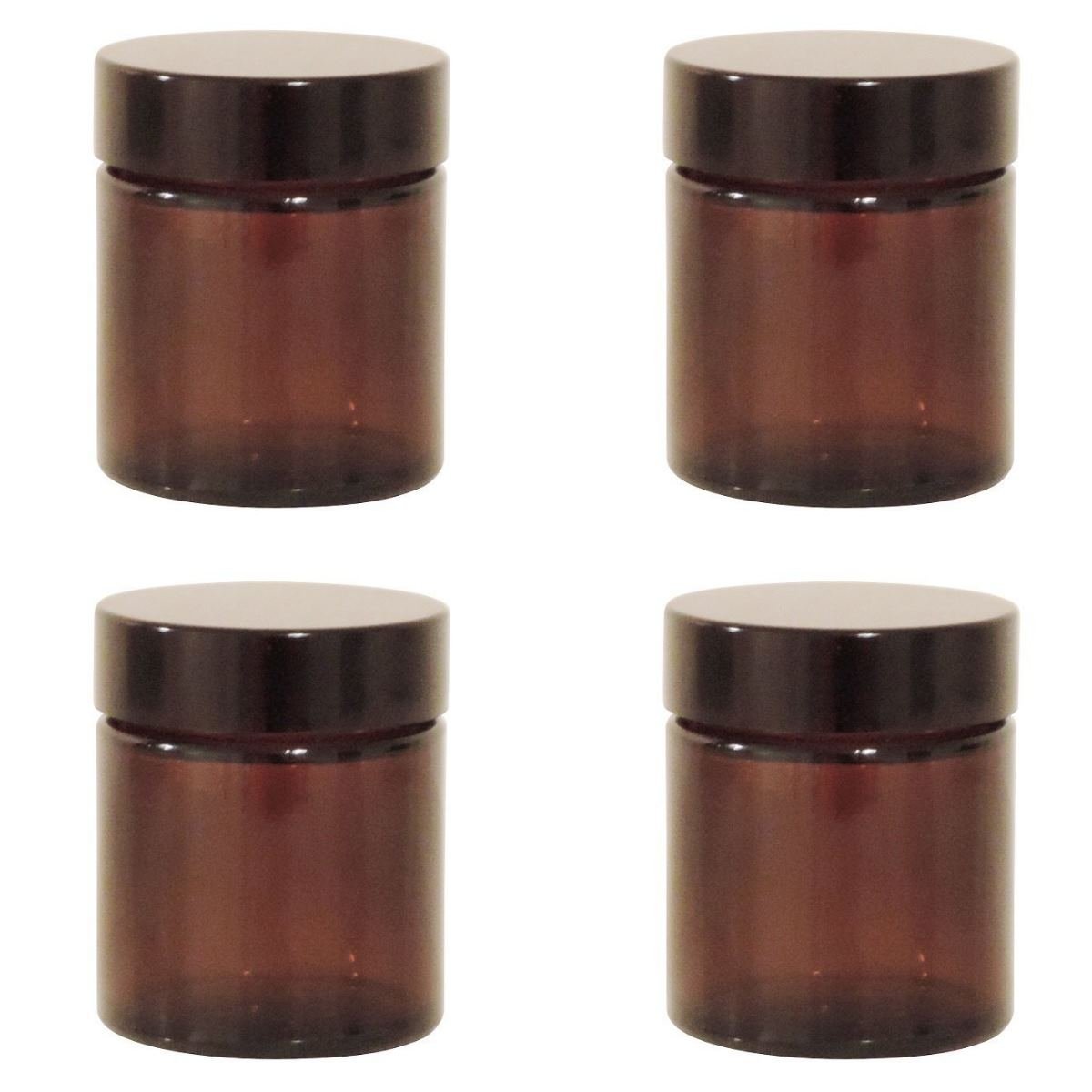 mikken 4 Glass Jars 30 ml/Ointment Jars/Cream Jars Made of Brown Glass with Labels