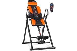 Teclor Inversion Table,Advanced Heat and Massage Function,Strength Training Inversion Table for Back Pain Relief,Heavy Duty Inversion Table 350 lbs Capacity with Wider and Thickened Backrest