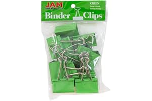 JAM PAPER Colorful Binder Clips - Large - 1 1/2 Inch (41 mm) - Green Binderclips - 12/Pack