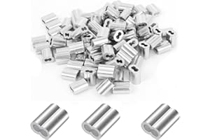 ZANGBOER 200 Pcs Aluminum Crimping Loop Sleeve 3/32",Cable Crimp Ferrules for Wire Rope and Cable (3/32''(2.5mm)-200pcs)