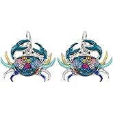 DUOWEI Cute Enamel Crab Earrings Leverback Dangle Hoop Jewelry Charms Summer Accessories Gifts