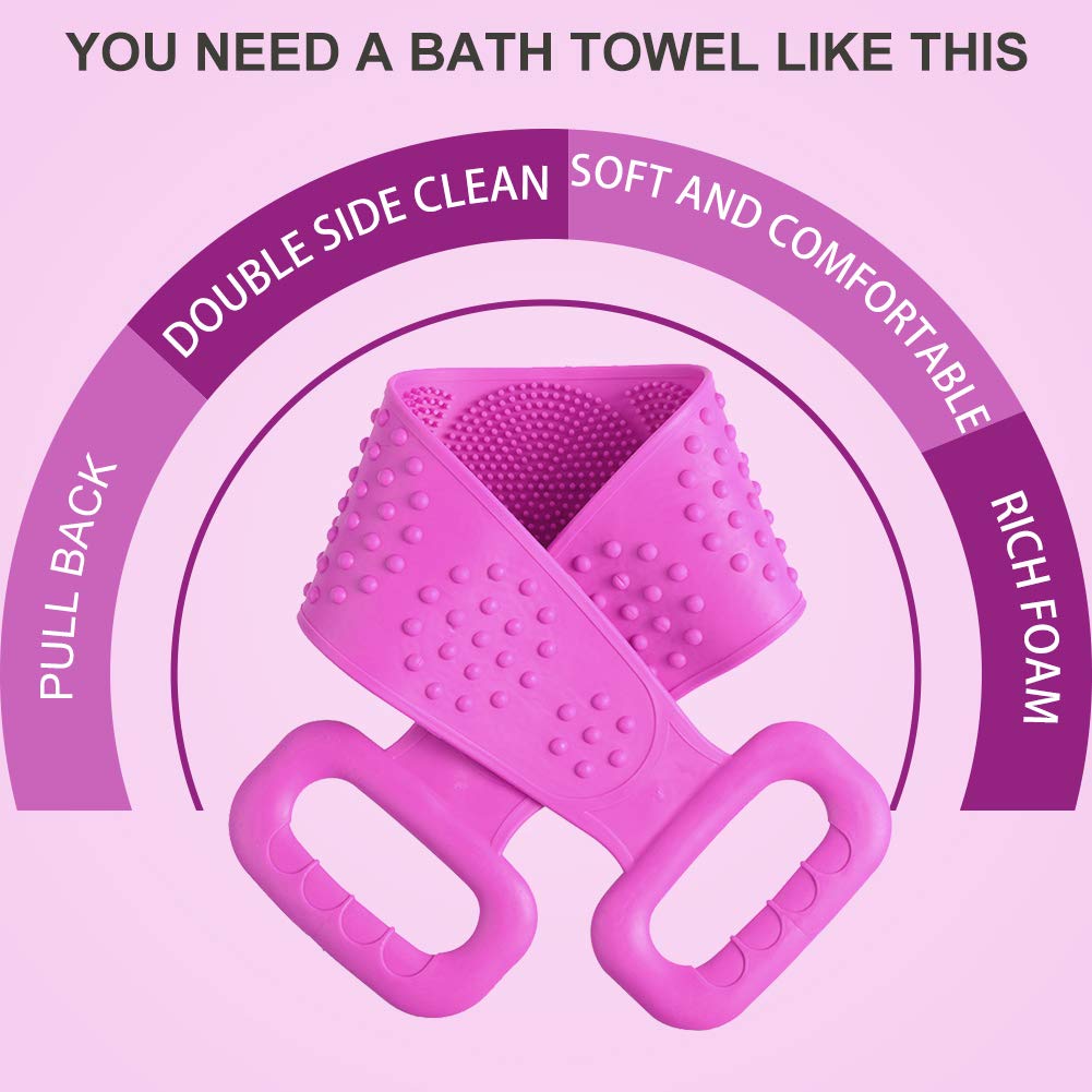 Silicone Bath Body Brush, Exfoliating Silicone Body Back Scrubber, Deep Clean Back Acne & Bacne, Extra Long and Super Soft, Suitable for Women ＆ Men : Beauty