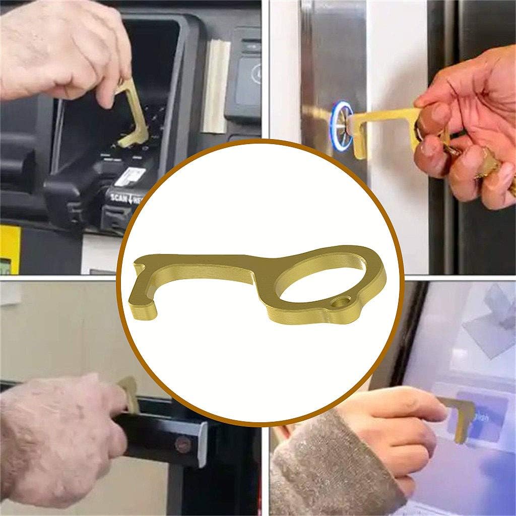 Caerling Contactless Brass Door Opener, Hygienic Door Handle, EDC Door Opener, Portable