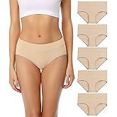 wirarpa Women's Cotton Underwear Stretch Mid Waisted Briefs Ladies Panties 5 Pack